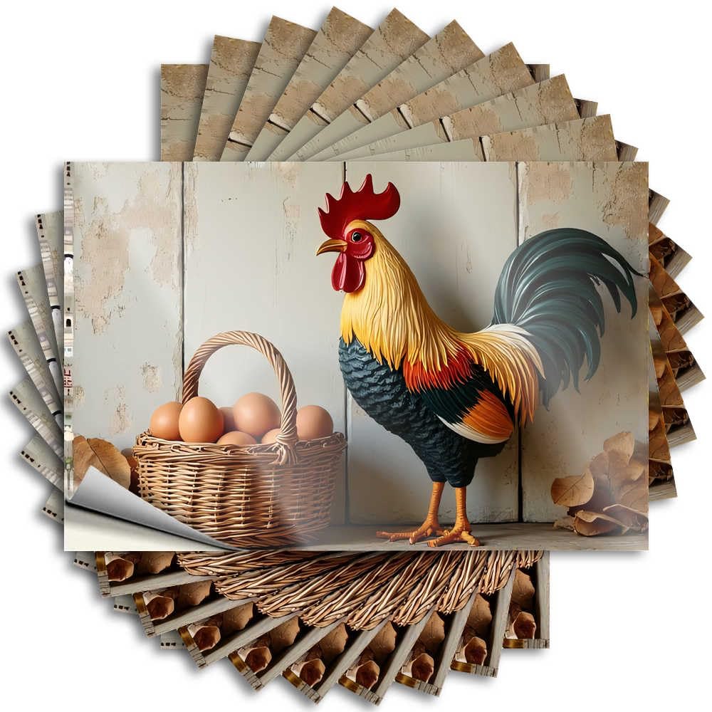 Abipuir - Funny Car Stickers with Rooster and Fresh Eggs Basket 10pcs Kawaii Car Stickers (12*18cm)