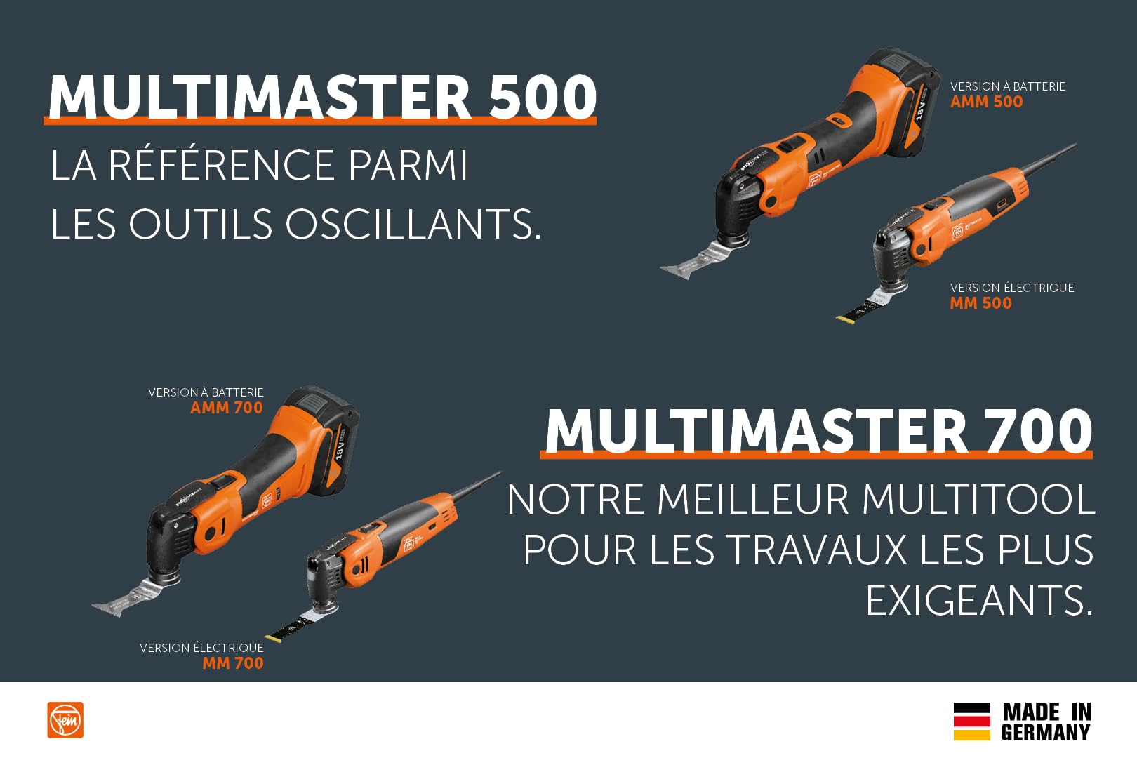FEIN Multimaster MM 700 Max Top,MultiTool puissant rapide avec plus de 60 accessoires, Motor FEIN 450 W, système anti-vibration, Porte-outil StarlockPlus, Changement d’accessoire QuickIN