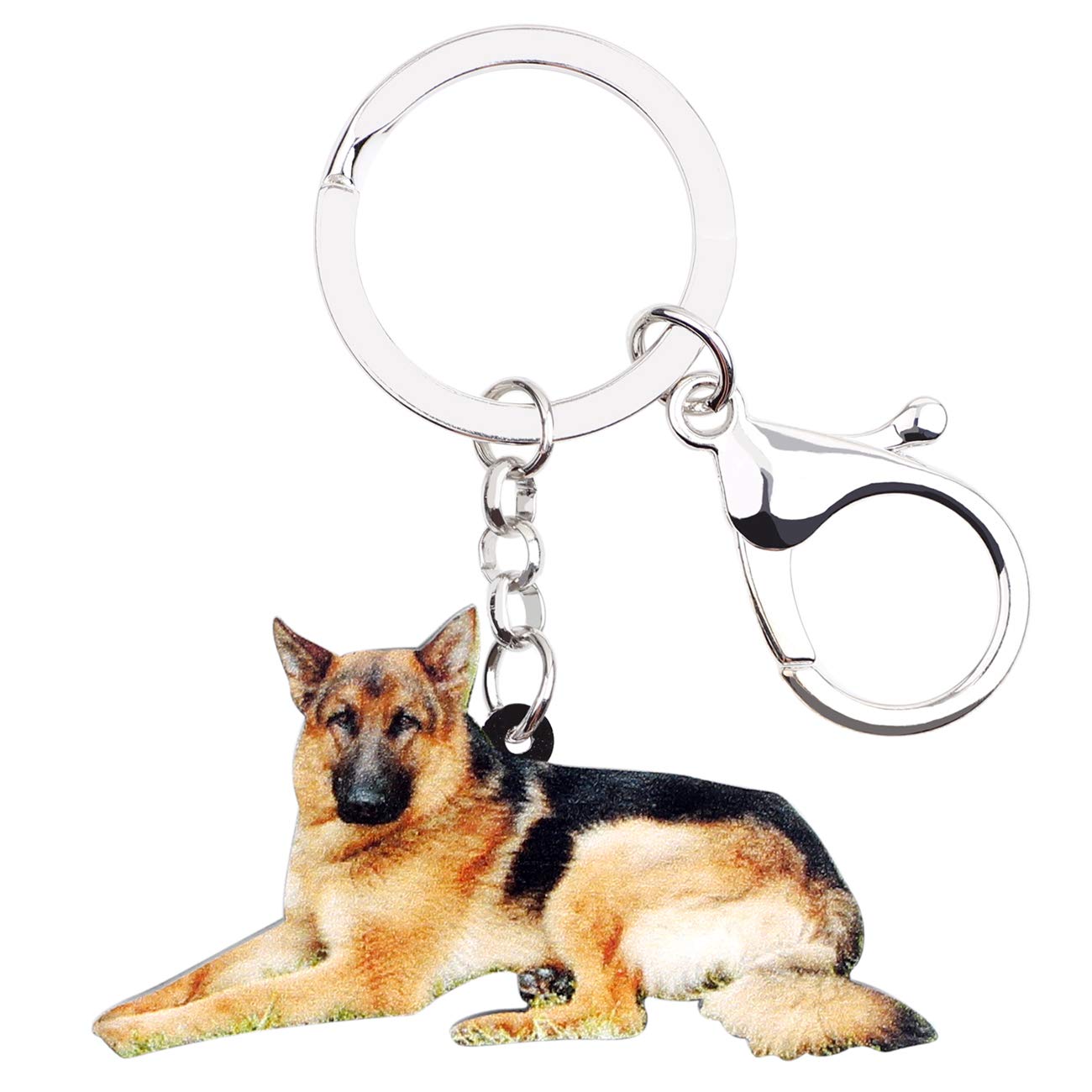 Bonsny Acrylic German Shepherd Dog Keychains Key Ring Car Purse Bags Pets Lover Charms Gifts Yellow Size: Medium