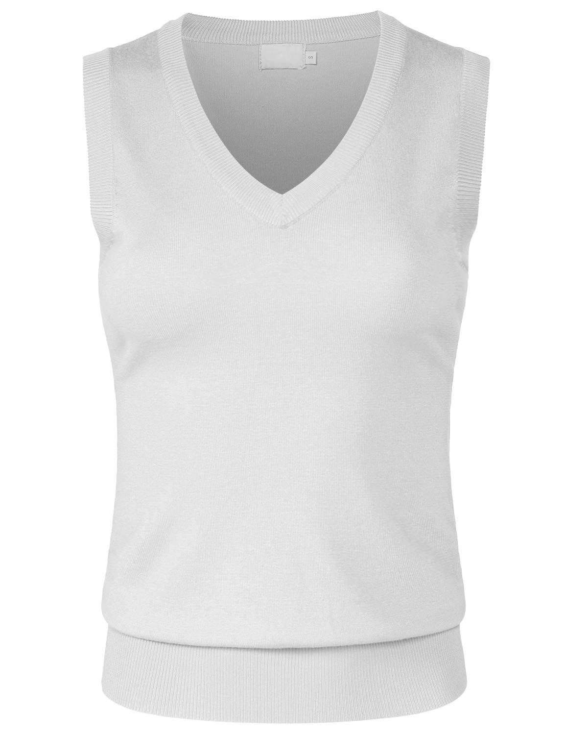 Women's Solid Basic V-Neck Sleeveless Soft Stretch Pullover Sweater Vest Top