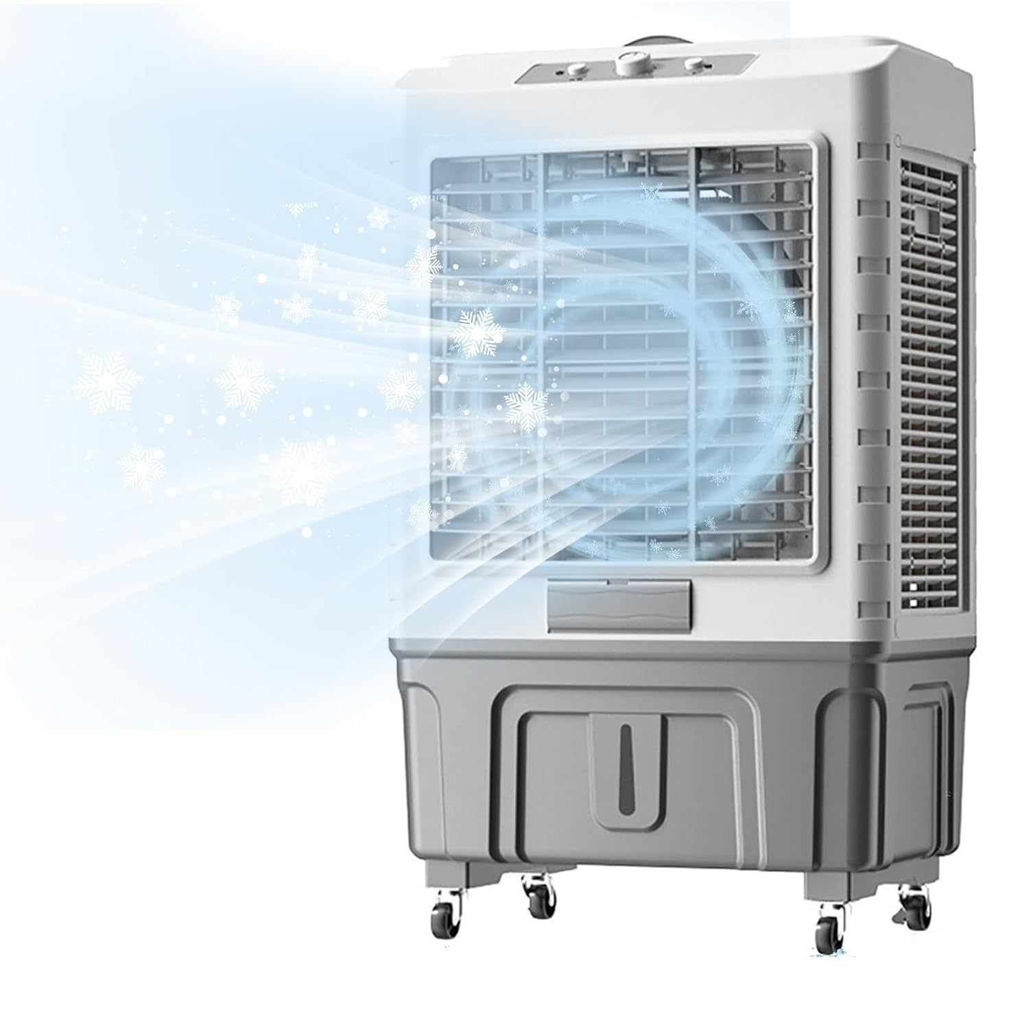 Egwvdgmb 88Cm/35In-50L Air Cooler, Ind Evap Air Cooler 50L Tank Ice, Garage Fan, 3-Speed Ctrl, Wide Swing, High Cap