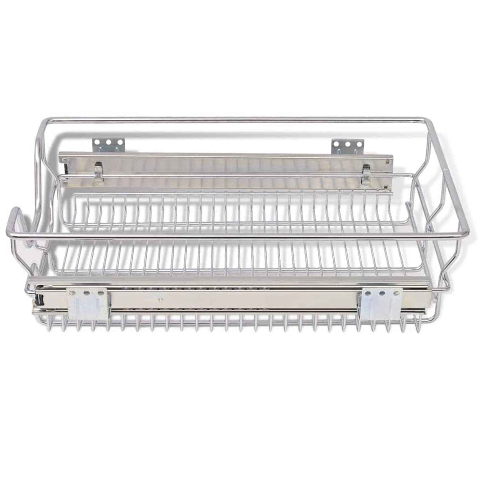 MOONAIRY Einbauschublade Korbauszug 2 STK Küchenschubladeneinsätze, Apothekerschrank Einsatz, Gemüse Regal, Gewürzregal Ausziehbar Für Küchenschrank, Drahtkorb Unterschrank, Silbern 400 mm