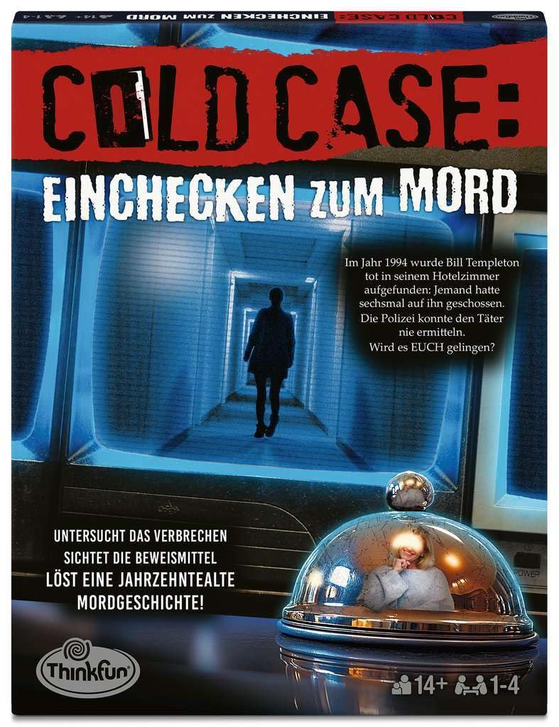 ThinkFun Cold Case: Einchecken zum Mord - Kombinationsspiel ab 14 Jahre: Ein Krimi-Rätsel für 1 Person oder in der Gruppe!