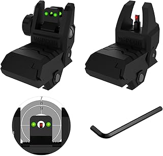 Bugleman Foldable Fiber Optics Iron Sights Flip-up Fiber Sights Polymer Black Back up Sight for Picatinny Weaver Rails