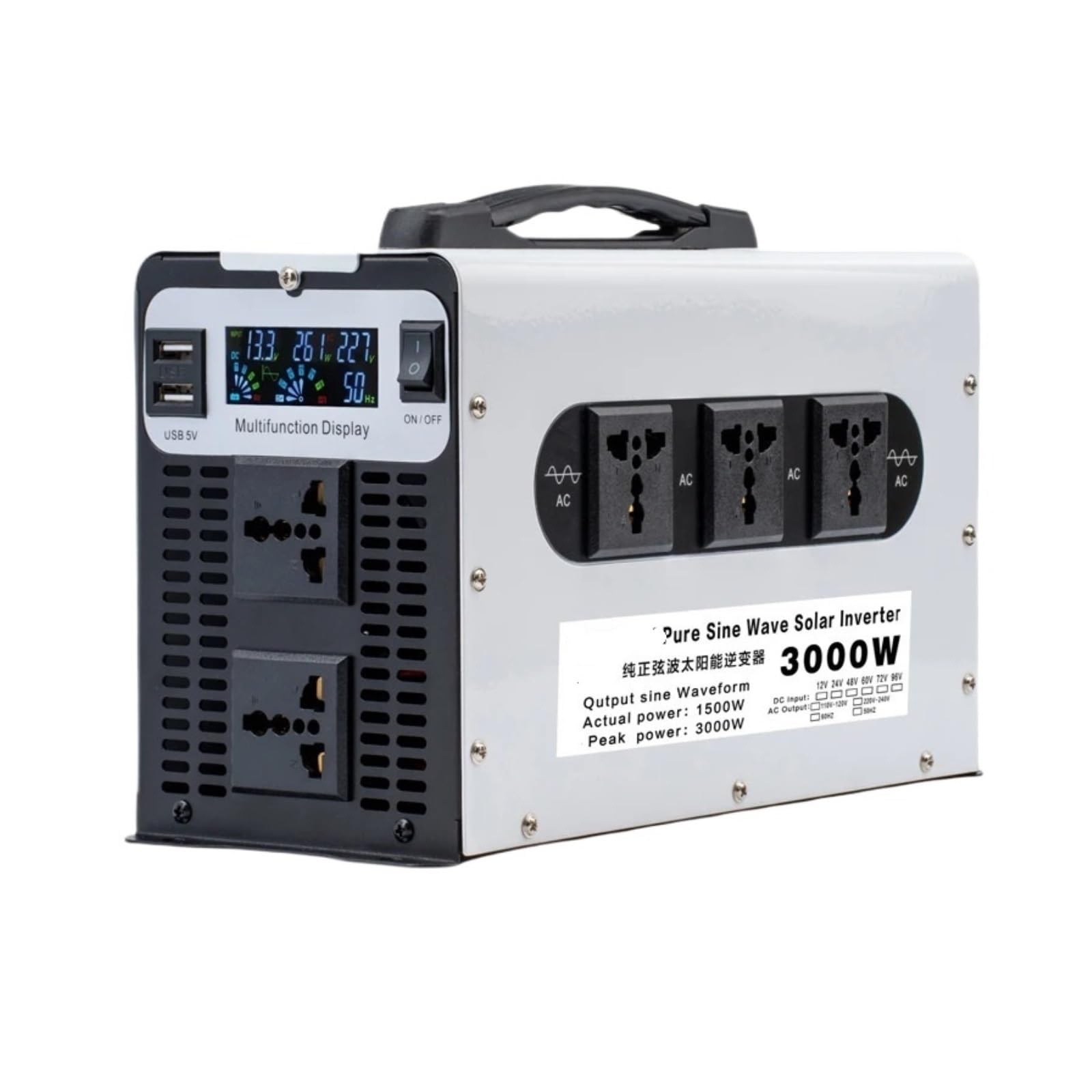 Inwertery, Czysty sinusoidalny inerter Wae 5000W/8000W/10000W/12000W Moc 12-72 do AC Conerter Solar Car Inerter Off Grid Przenośny(8000W,60 V)