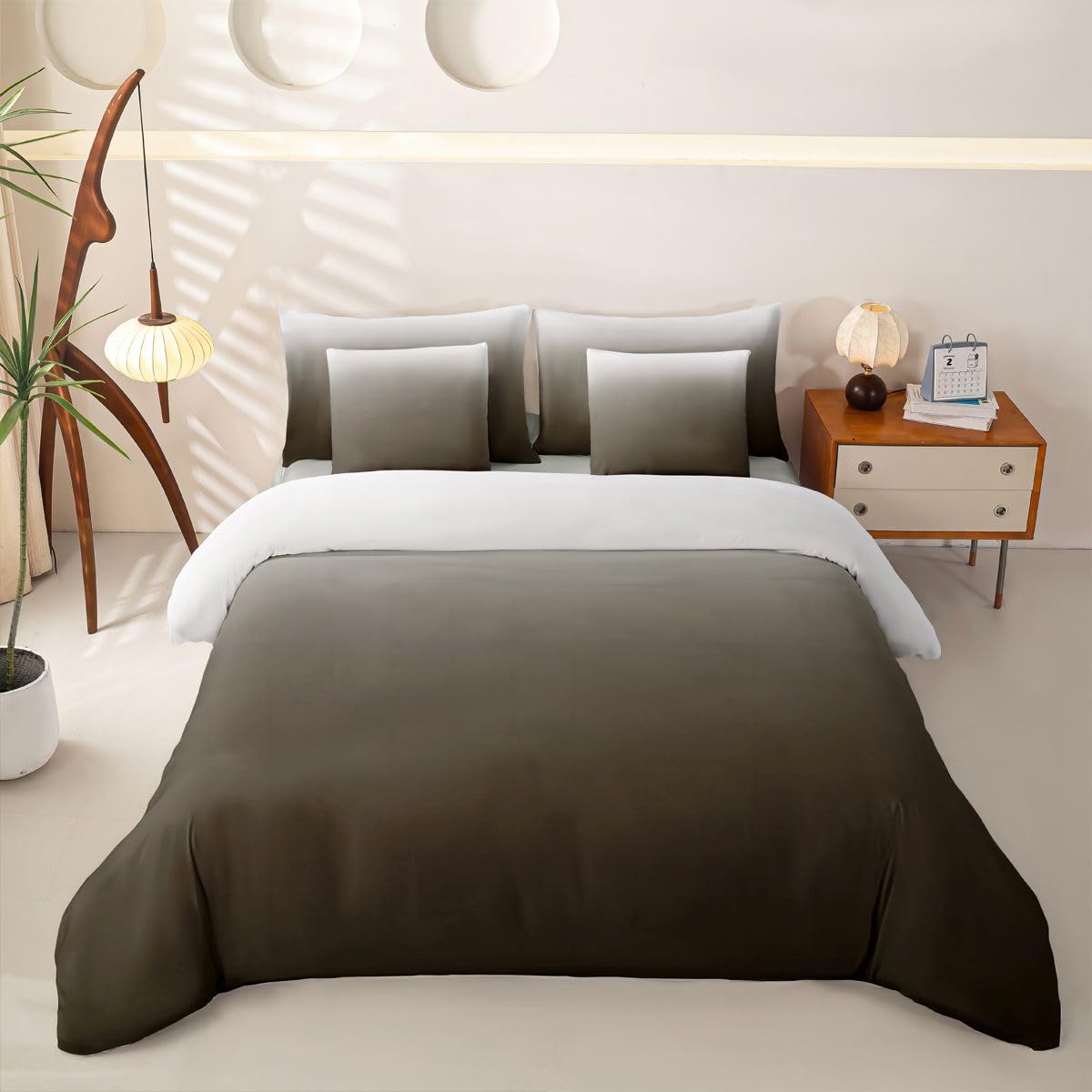 Homewish Set copripiumino king size grigio sfumato 7 pezzi