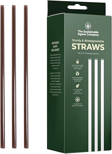 Sustainable Agave Co - Pajitas de fibra de agave - 100 unidades - biodegradables, a base de plantas, hechas con materiales reciclados,