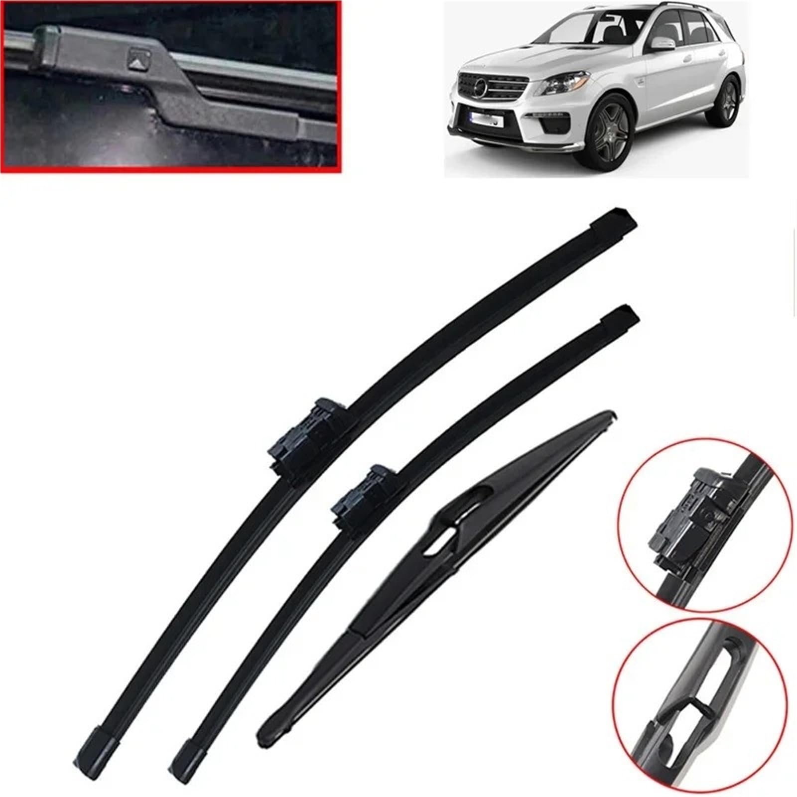 Parabrisas De Escobillas Limpiaparabrisas Juego De Escobillas Limpiaparabrisas Delanteras Y Traseras Para Mercedes-Benz Para Clase M ML GLE ML350 ML400 ML550 ML63 W166