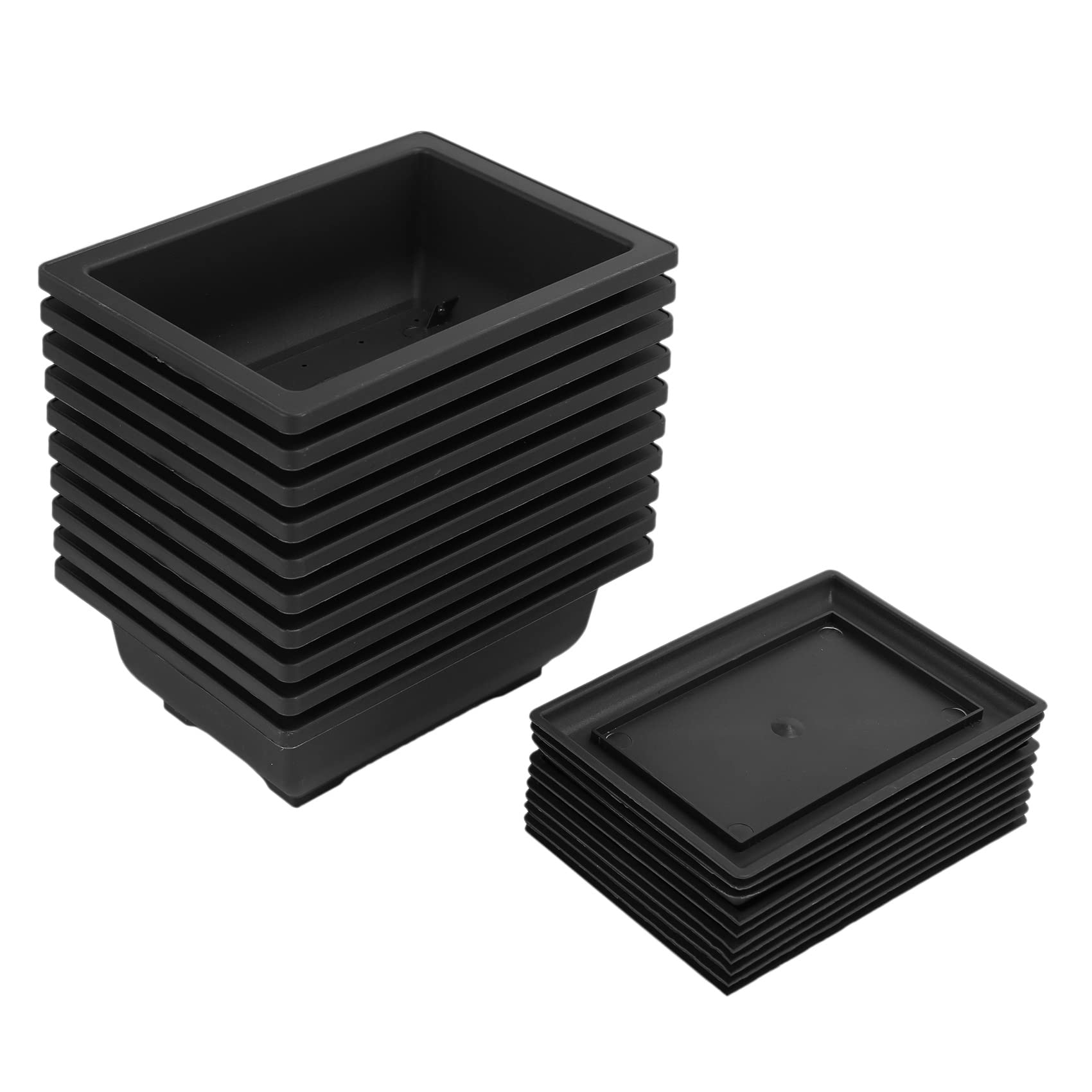 Ziutpdax 10 Packs Bonsai Training Pots With Tray Plastic Bonsai Plants Growing Pot For Garden Yard Living Room Balcony 16.5X12cm