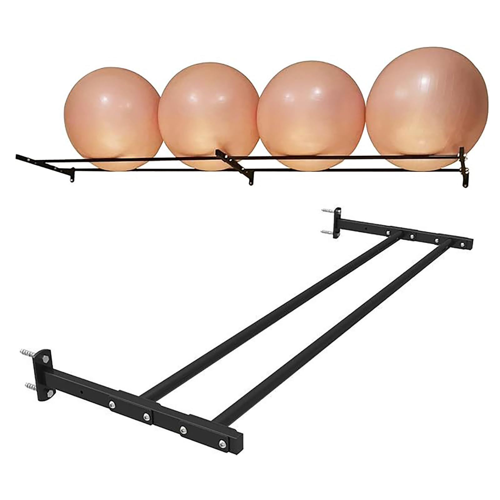 Genérico Soporte para Pelotas de Ejercicio, Soporte de Pared para Pelotas de Yoga, Soporte Expositor para Pelotas de Estabilidad con Tornillos de Montaje, para Gimnasios, Estudios y Hogares