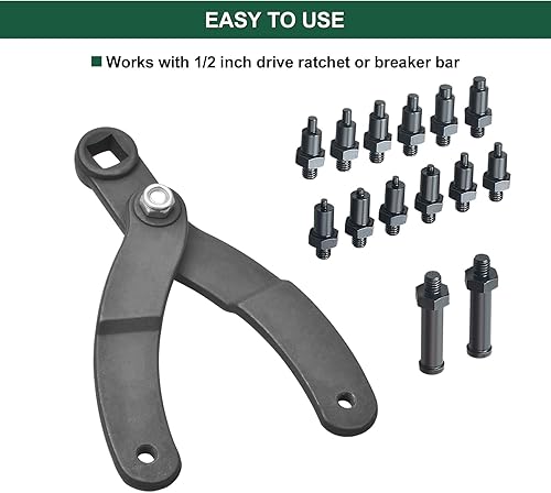 Miniatura 4 de LainKeen Soporte universal de polea para árbol de levas, 15 piezas, kit de llave de pasador variable, llave de embrague ajustable con pasadores