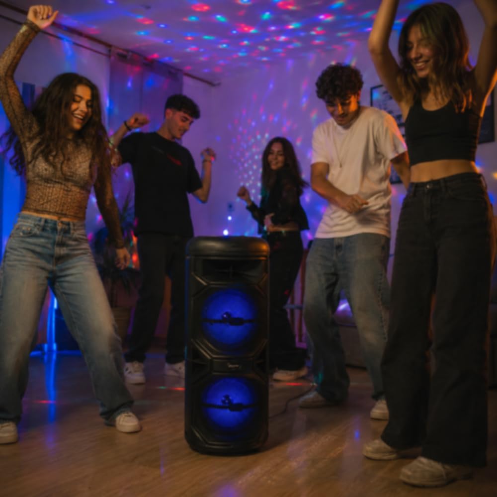 Vetrineinrete® Cassa Bluetooth con luci RGB tecnologia TWS 70 Watt ingresso USB TF/SD AUX radio FM integrata