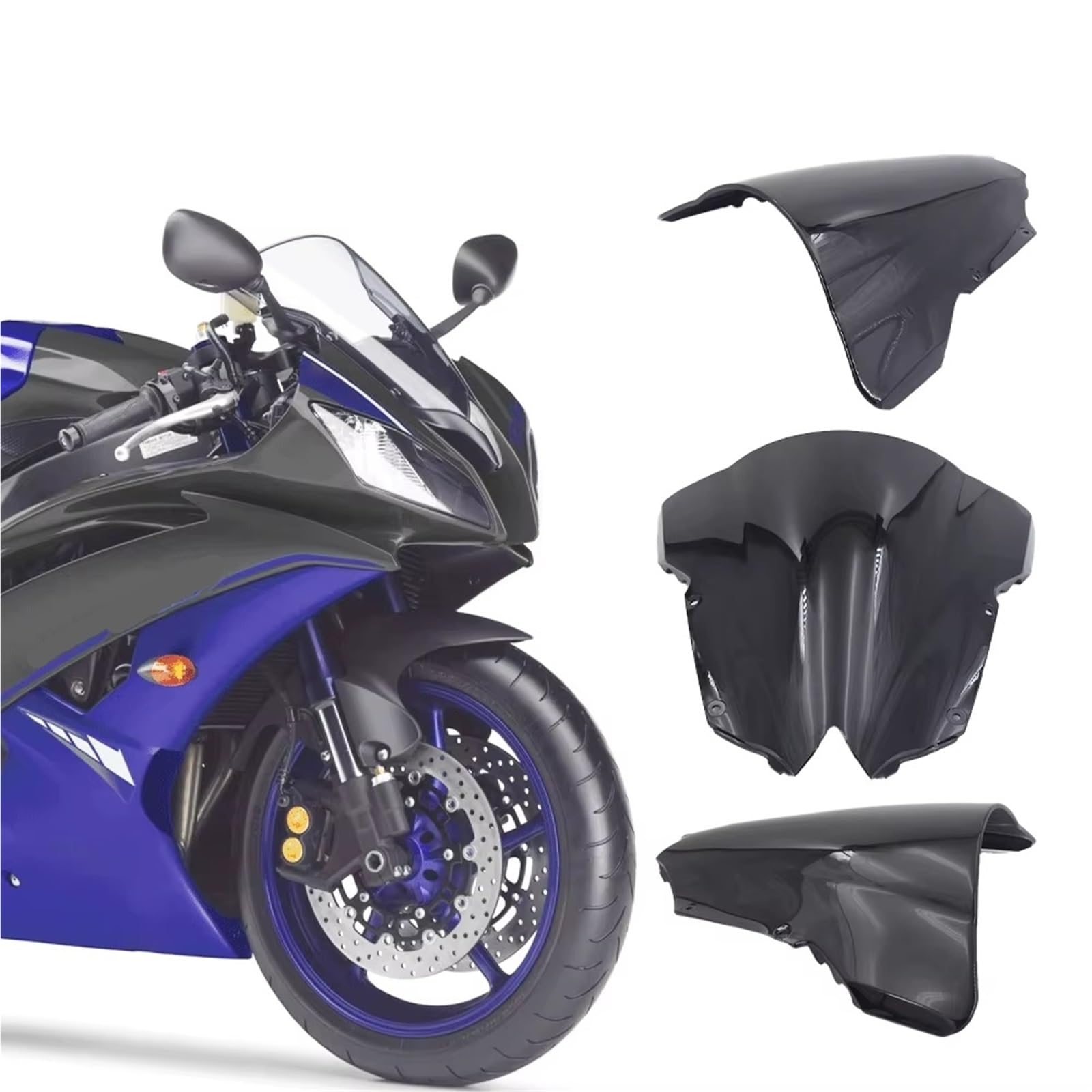 Parabrezza Moto Per YZF-R6 2008 2009 2010 2011 2012 2013 2014 2015 2016 Parabrezza Anteriore Per Moto Deflettore Antivento A Doppia Bolla Deflettore Parabrezza