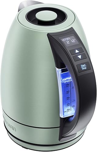 Chefman Tetera eléctrica, hervidor eléctrico de agua caliente de 1.7 litros, caldera de agua con control de temperatura con 5 preajustes, luces LED