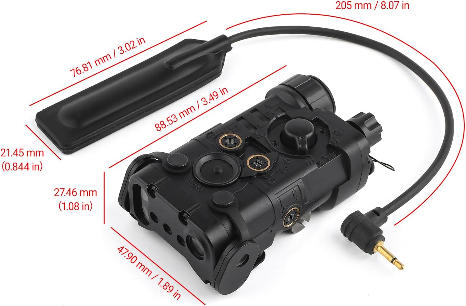 Tactical Airsoft PEQ IR Laser with 8 Modes, Aiming Red Laser Sight with Adjustable Brightness, PEQ Box IR Laser Sight with 2.5mm Plug Remote Pressure Switch for AEG GBB CQB
