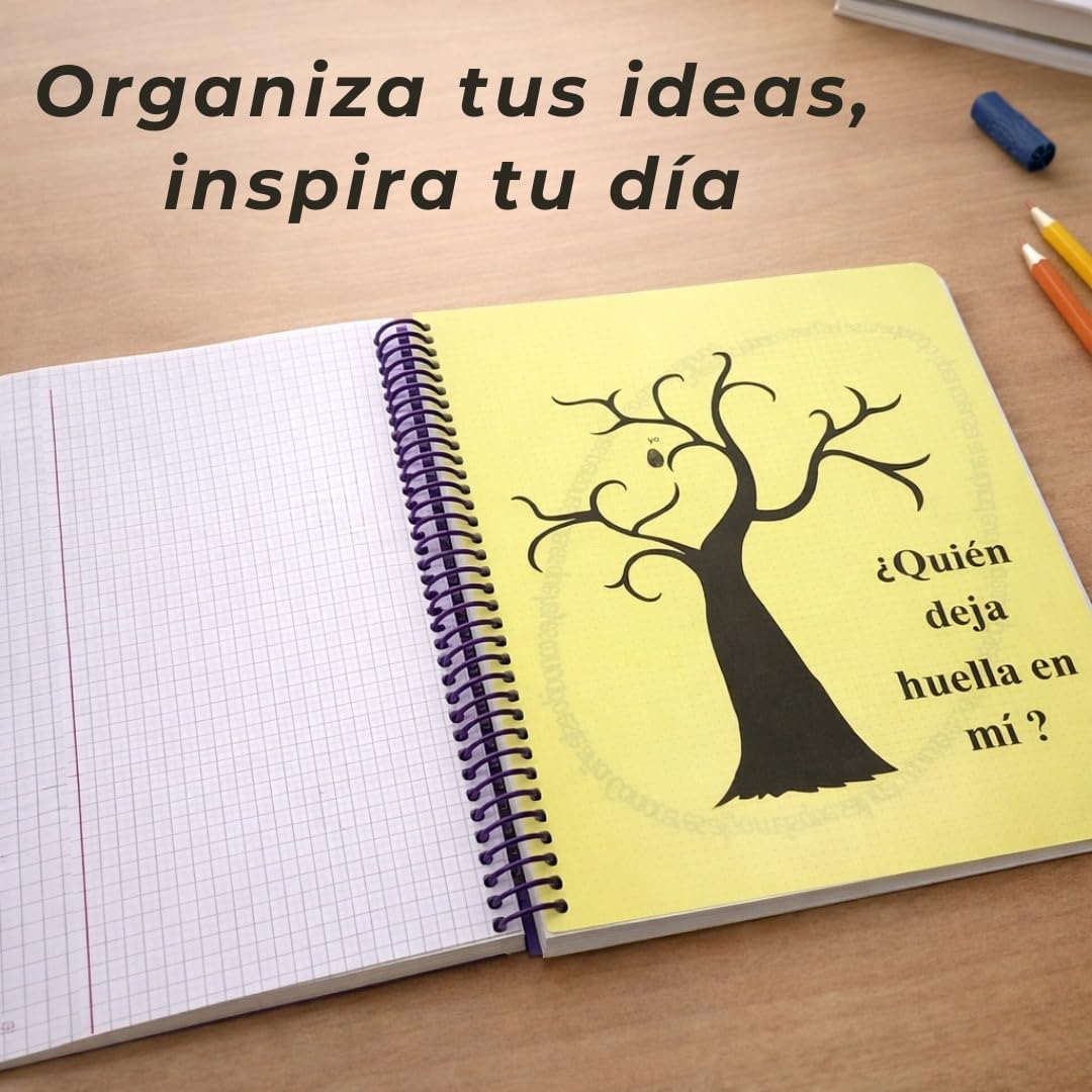 Optimer System - Pack de 5 Libretas A4 de Tapa Rígida – Cuaderno de Cuadrícula 90g con Espiral de Color – Bloc de Notas Profesional para Oficina y Estudios – Notebook Resistente y Elegante (5)