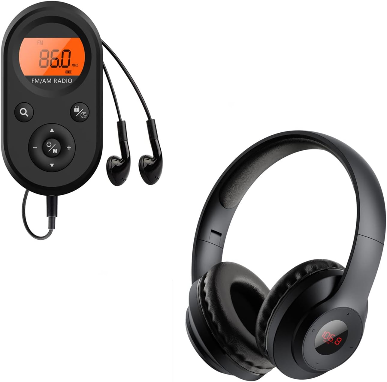 Auriculares de radio FM X5 + MI01 Radio de bolsillo portátil AM FM