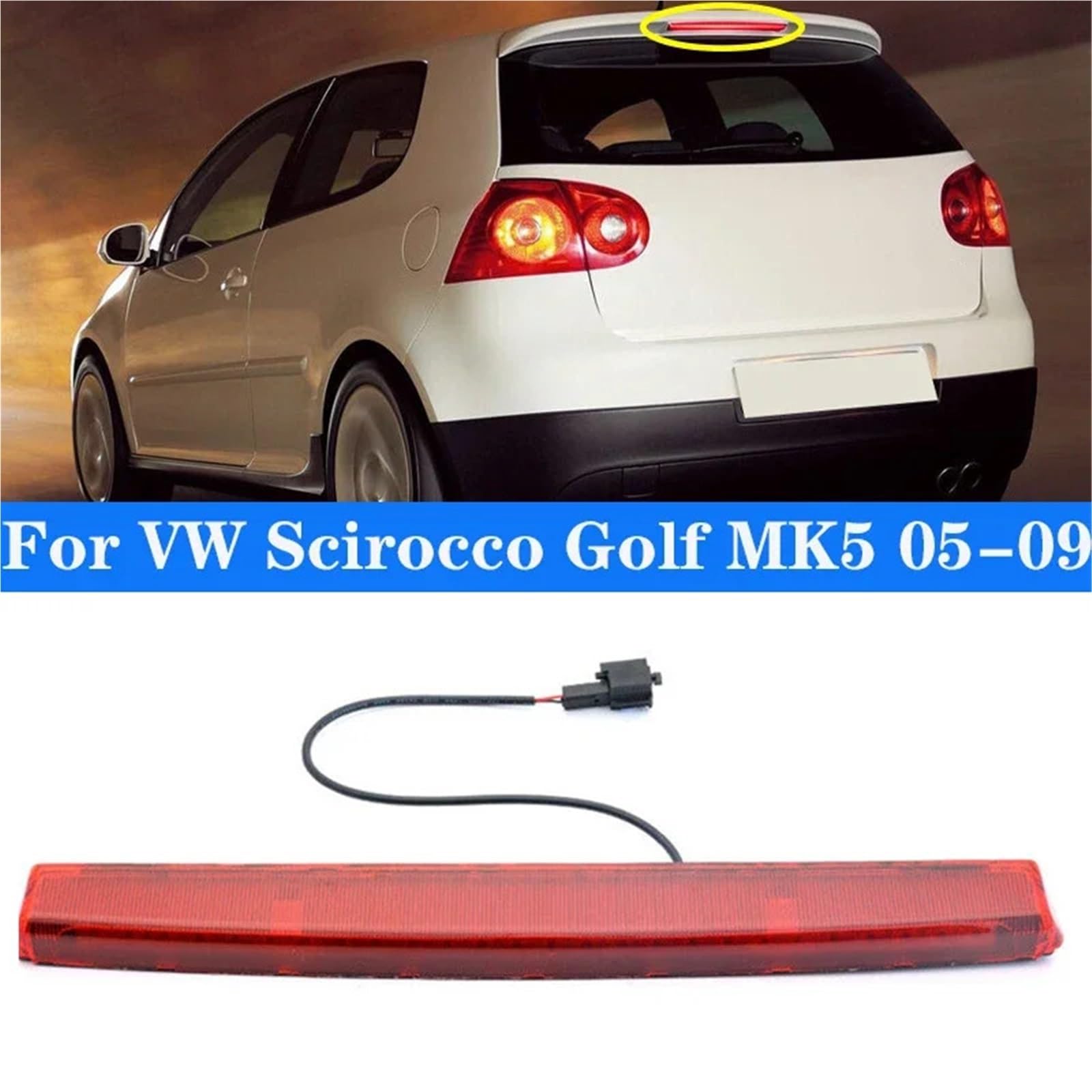 Do Scirocco Do Golf MK5 1K6 945 097 F wysoki ogon sygnału hamulca Achterremlichten LED derde remlicht voor auto(Red)