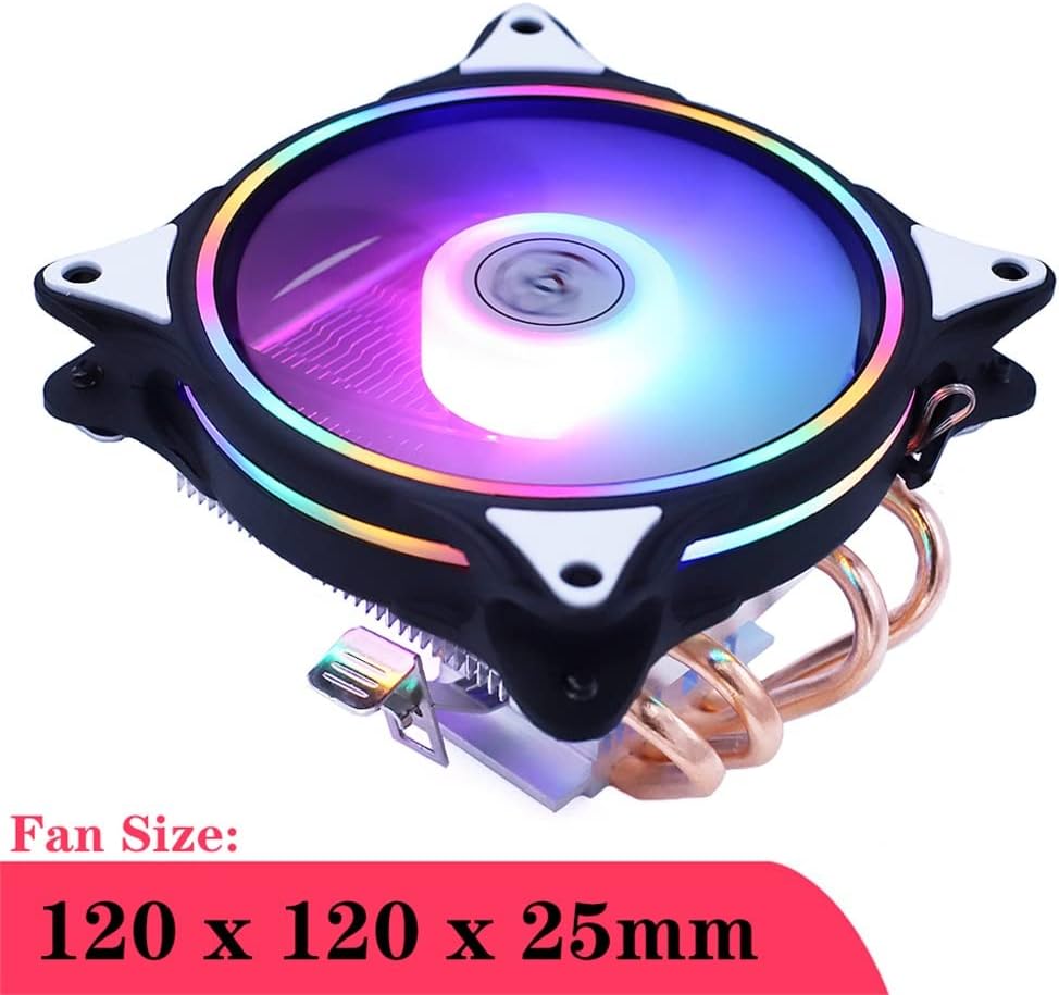 4 Heat Pipes Laptop Radiator Fan Cooler Slim Rainbow Light High Air Volume Quiet