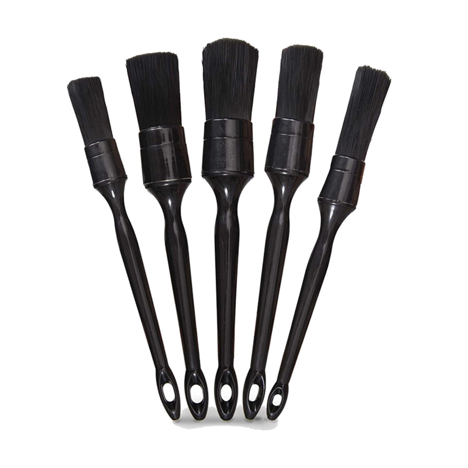 5 Piece Detail Brushes Set Ergonomic Snake Handle for Wheel Interiors and Tight Gaps Wheel Cleaner Brush