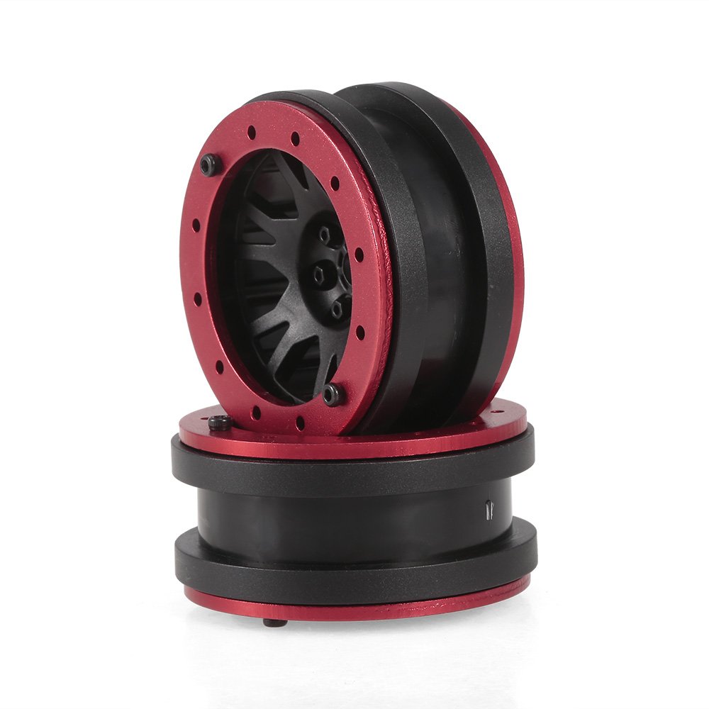 KEEDA 1.9 inch Plastic Beadlock Wheel Rim for 1/10 RC Rock Crawler Car Axial SCX10 Tamiya CC01 RC4WD D90 Traxxas TRX-4 (Red & Black) - Image 4