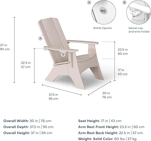 Miniatura 3 de Ledge Lounger - Mainstay Ultimate Adirondack - Sillas Adirondack de resina para patio, estables a los rayos UV y resistentes a la intemperie -