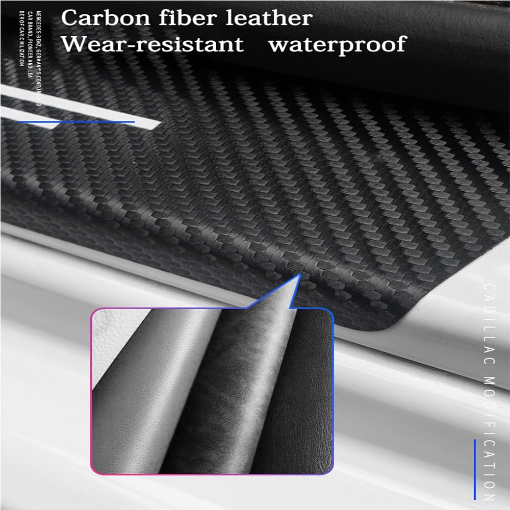 Protecteurs De Seuil De Porte Pour Nissan Juke - 4 Pièces, Film Carbone Cuir Blanc, Anti-rayures, Autocollant 3M - 4