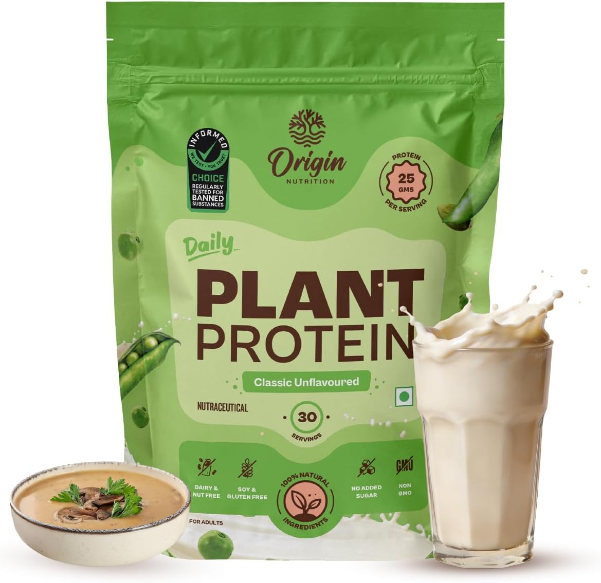 100% Natural Plant Based Protein Powder, 975 gm, Ranked Best Vegan Protein, European Pea Protein Isolate & Pumpkin Seed, Unflavoured with 25g per Protein Per Serve