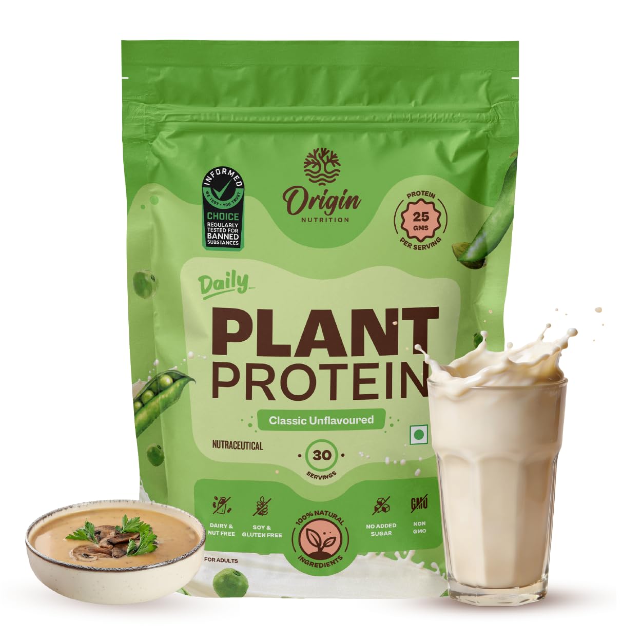 Origin Nutrition 100% Natural Plant Protein Powder (Canadian Pea Protein Isolate & Pumpkin Seed) Easy to Digest Unflavoured with 25g Plant Based Protein,975gm-image-22