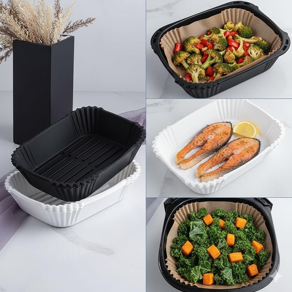 100PCS – Disposable Non-Stick Parchment Paper for Airfryer, Baking, Roasting & Microwave – Food Grade, Oil-Proof & Tear-Resistant Baking Sheets for Kitchen
