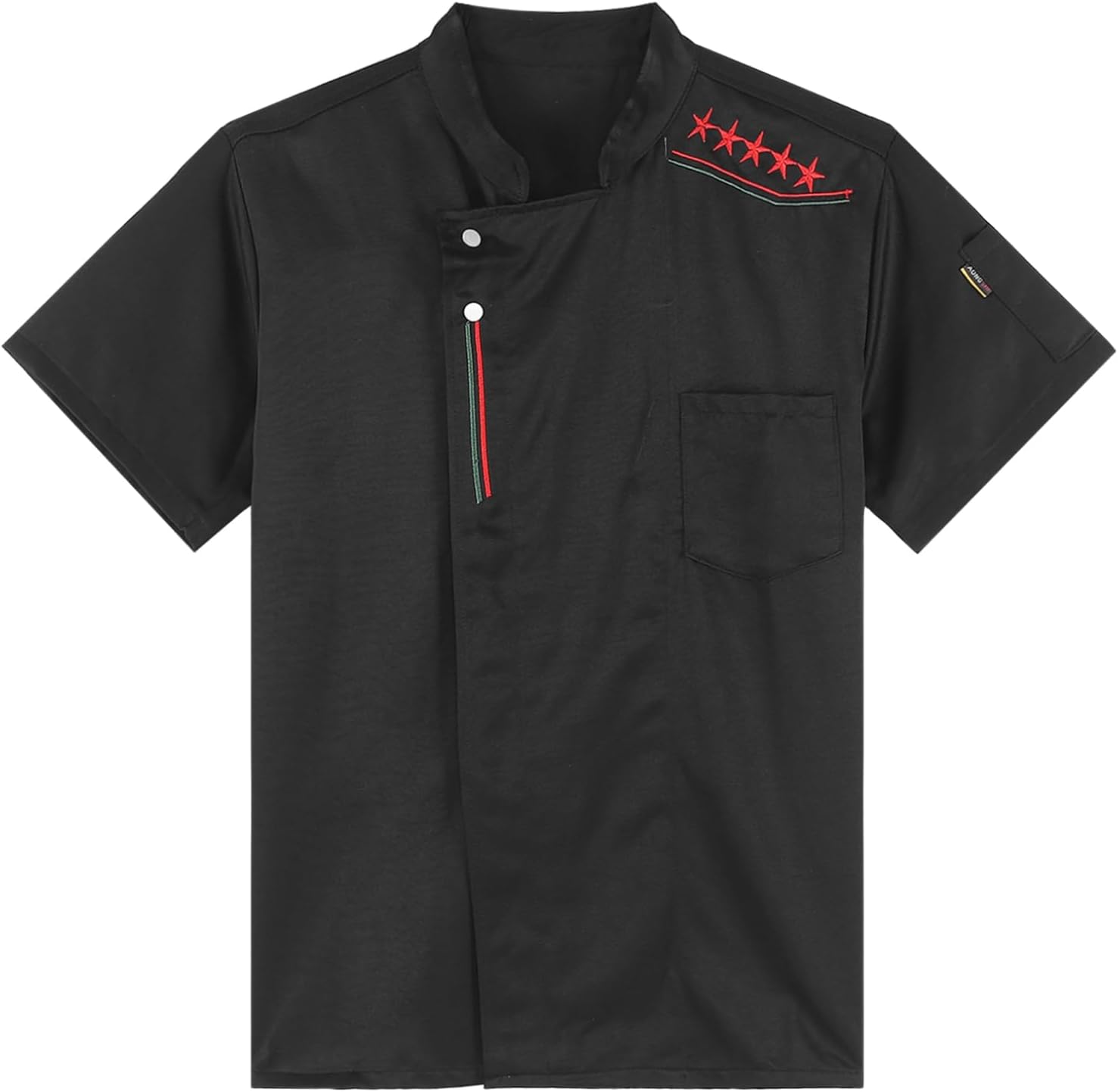 JanJean Men's Short Sleeve Chef Jacket Chef Embroidered Chef Shirts Kitchen Restaurant Hotel Uniforms Clothes
