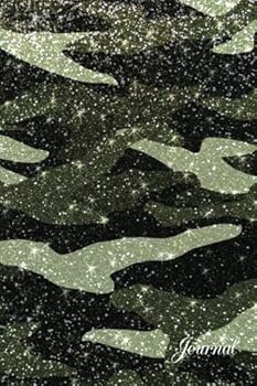 Paperback Journal: Faux forest green glitter camouflage notebook Book