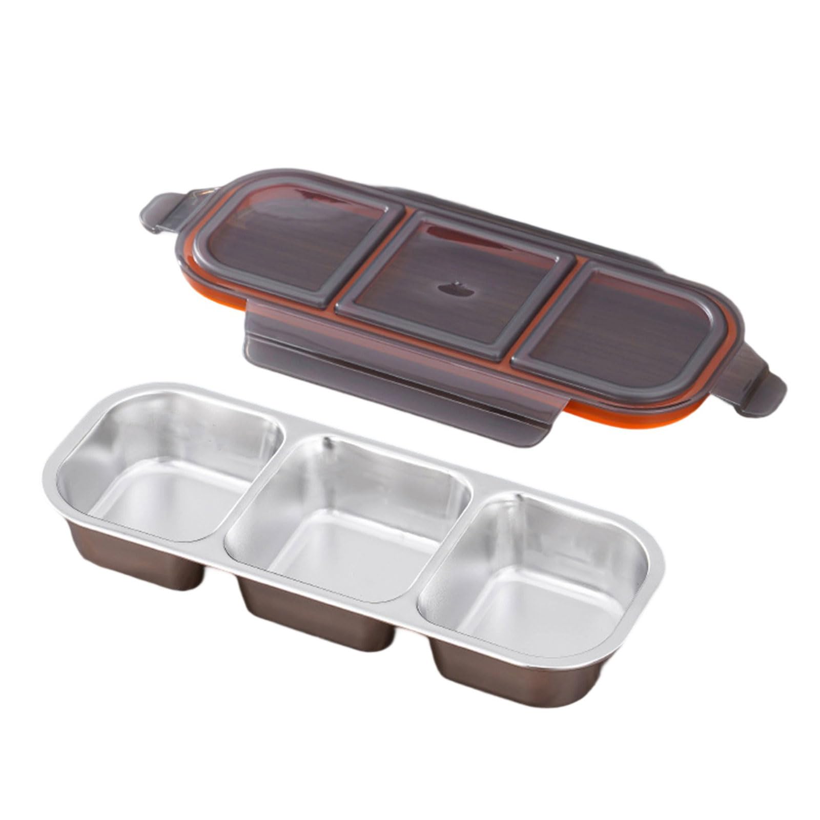 HZBB Stainless Lunch Box Multisection Compartments with Lid Snacks Container for Adults Kids Outdoor Use Compartment Lunch Box