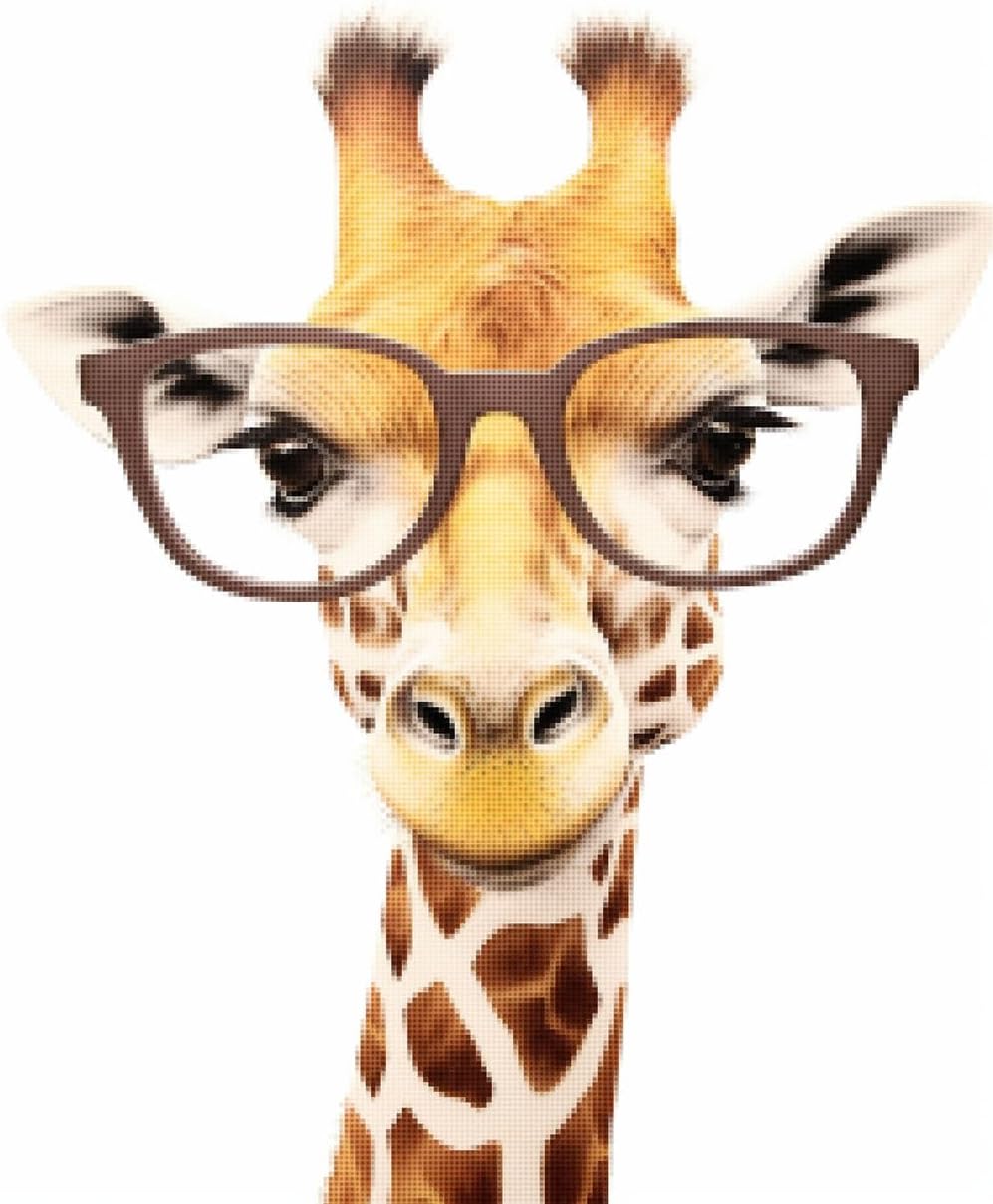 CISDKK Modern Cross Stitch Pattern,African Safari Animals,Giraffe Wearing Glasses on a White Background,Poster Art Giraffe,11CT,13.39 * 17.33 inch, pattern8