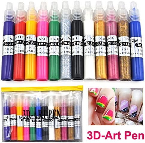 Nut Shop 12 Colors 3D Finger Nail Paint Pen UV Gel Acrylic Nail Art Polish Set New