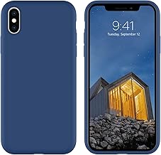 DUEDUE Case for iPhone X/XS Liquid Silicone, Anti-Scratch Velvet Microfibre Lining, Phone Screen Protector for iPhone XS Blue