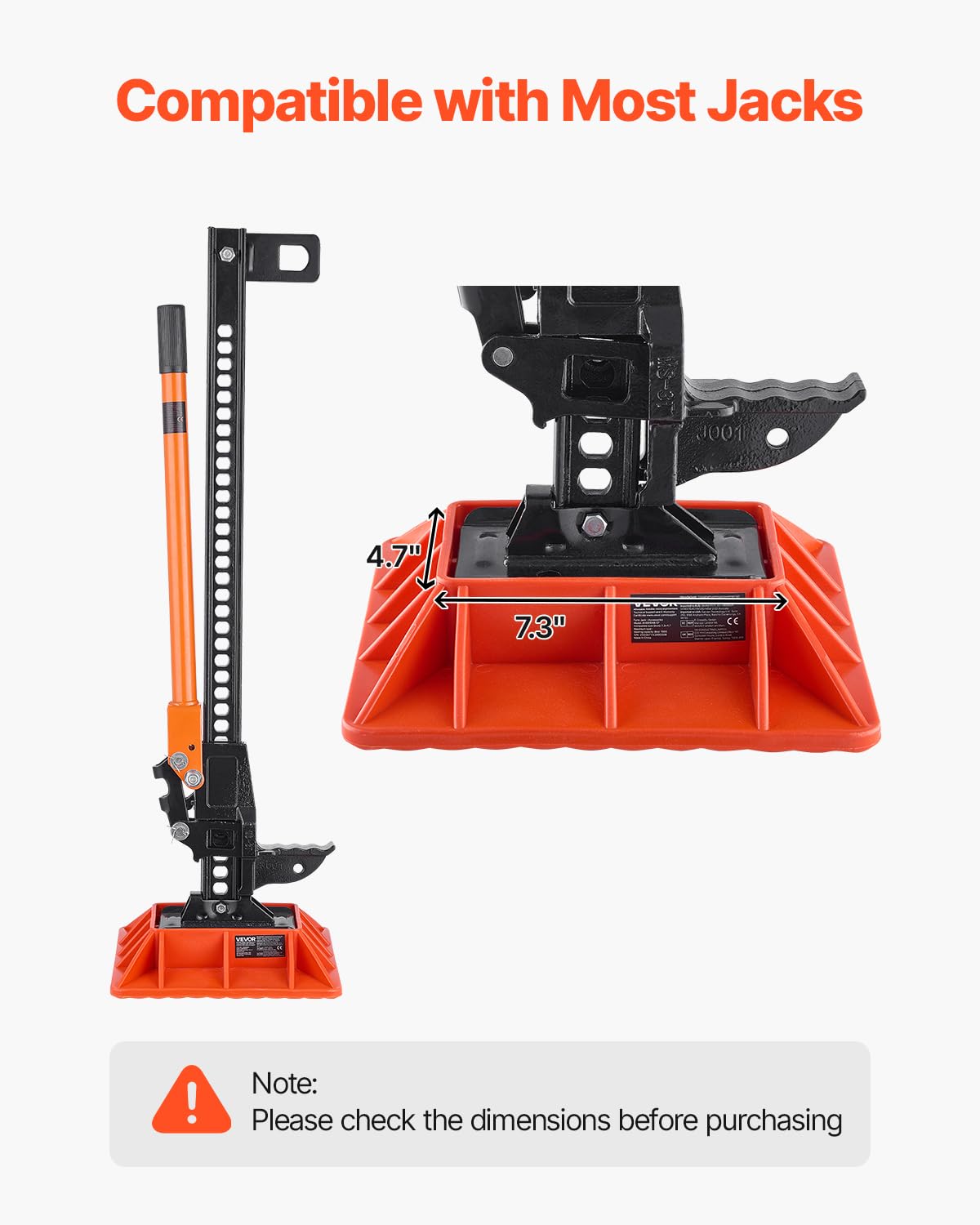VEVOR Embase de Cric Tout Terrain Hi-Lift avec Support de Poignée, Base de Cric à Crémaillère 29,5x29,5 cm, avec Capacité de 3,18 T, pour la Plupart des Crics Agricoles avec Base 18,5x12 cm, Rouge