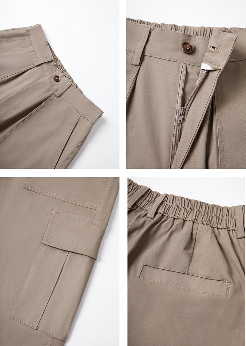 THWEI Cargo Pants for Men Casual Cotton Lightweight Relaxed Fit Stretch Elastic Waist Work Pants - Image 5