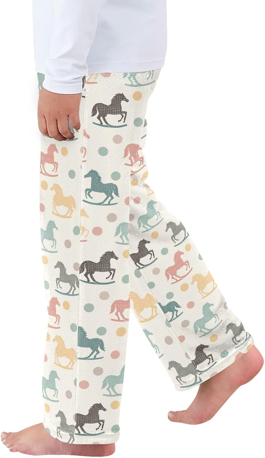 Rocking Horse Silhouettes Boys Pants for Kids Fleece Bottoms Long Jogger Pants Trousers with Pockets Size 6-14Y