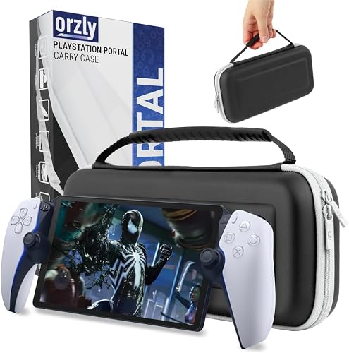 Carry Case designed for Playstation Portal remote player for PS5 Console holds accessories and offers Travel and Storage Protection for headset charger headset & more - Black/White - Gift box edition