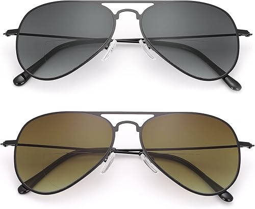 YIMI 2 pares de lentes de lectura bifocales UV400 para deportes al aire libre, para computadora, bloqueo de luz azul, lentes tintados para hombres y