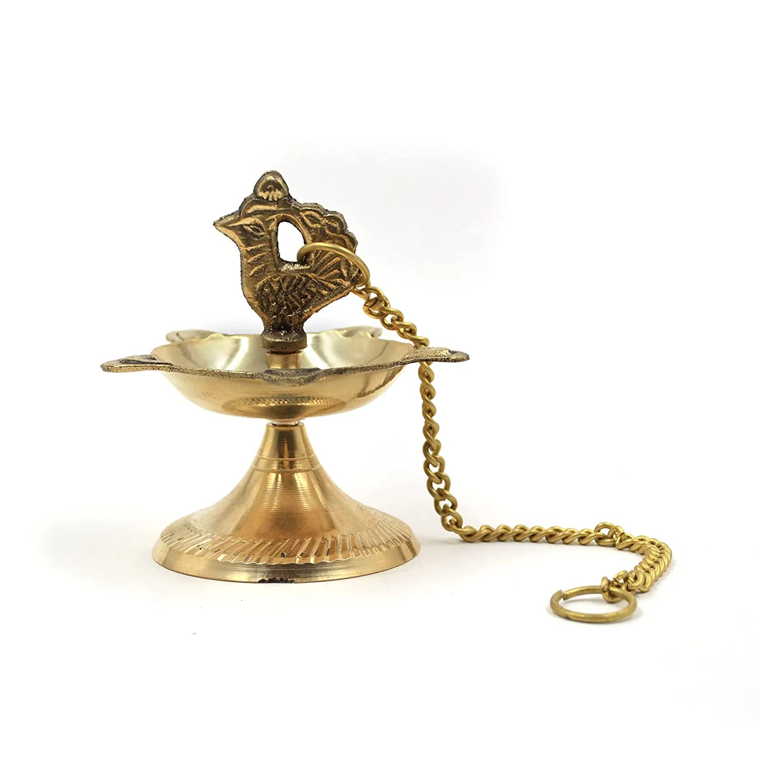 Amazon Brand - Umia Brass Hanging Peacock Diya Lamp for Puja - Diya Lights with Chain for Home Decoration (8.5 Inches Height, Golden) (B0BRQKCTQ3) Amazon Price History, Amazon Price Tracker