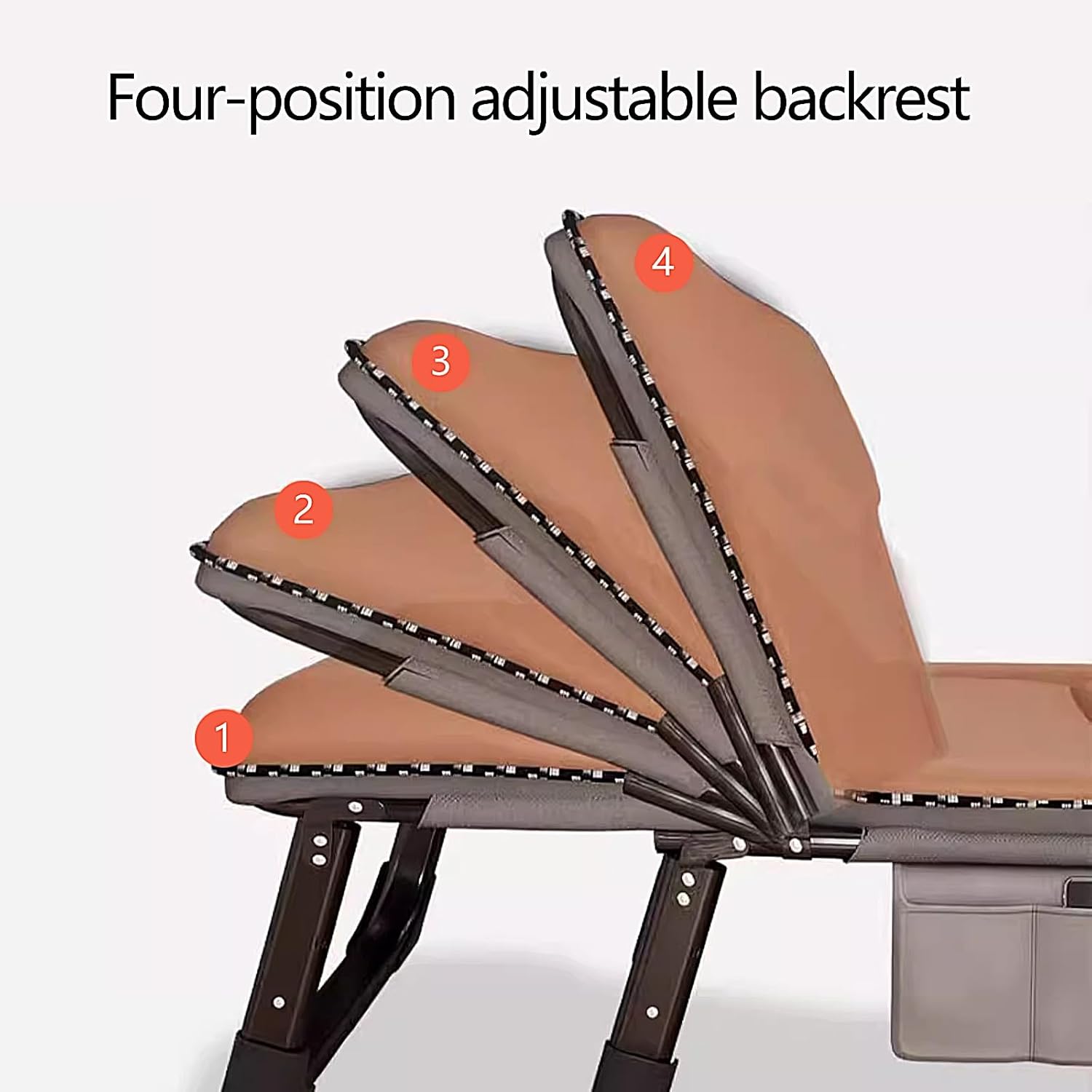 Foldable Bed with Mattress 4 Speed Adjustable Backrest with 3D Memory Headrest Portable Folding Bed Cot Lounge Chair for Beach Lawn Camping(Orange,192 * 70 * 28cm)