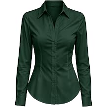 Button Down Shirts for Women Dress Shirt Long Sleeve Wrinkle Free Collared Blouse Work Business Office Solid Corset Tops