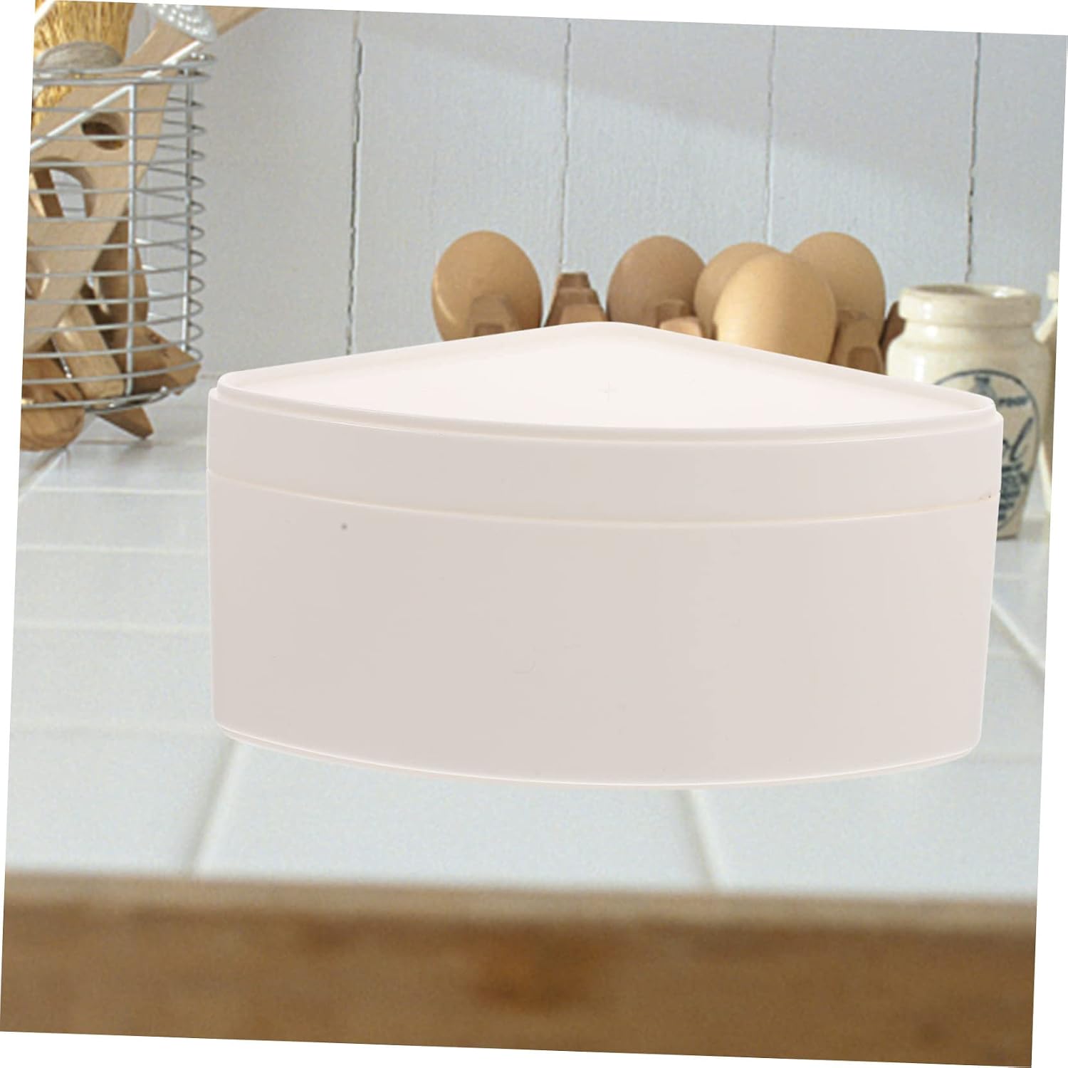 SECFOU 2pcs Covered Storage Boxes for Home Office Sundries Organizer with Lids Space-saving Tabletop Containers for Household Office Supplies White