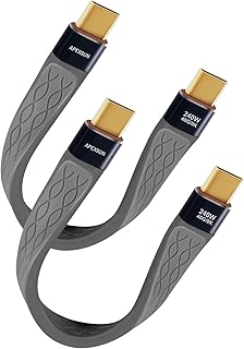 (2 Pack FPC 0.4FT USB C Cable，USB C to USB C Flexible Cable Support Thunderbolt 4/3,USB4,240W Charging,8K Display,40Gbps Data Transfer for External SSD, EGPU,Docking,MacBook,Pad, Phone