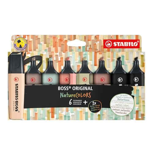 Image of STABILO Highlighter Boss Original Naturecolors -Pack Of 8 Colours,Multicolor