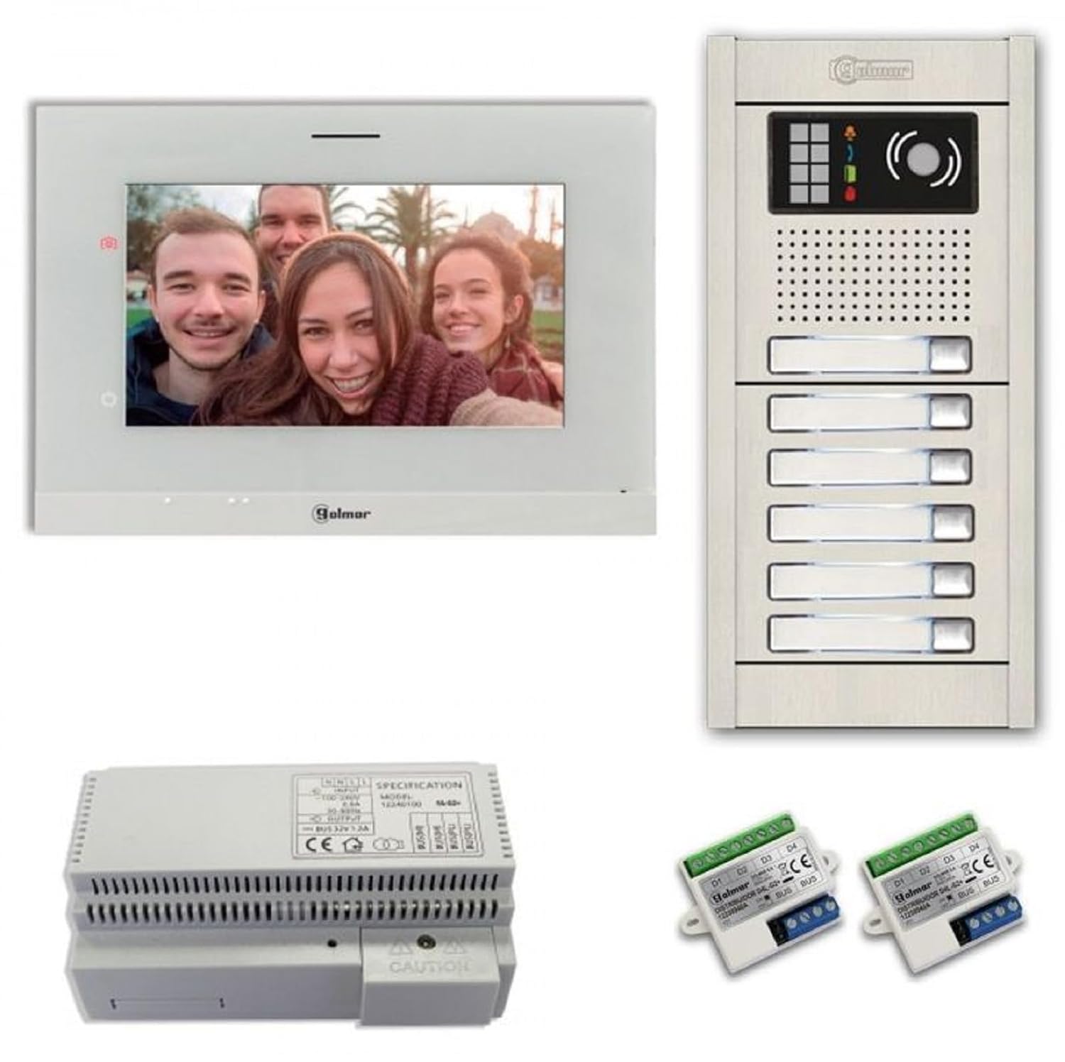 Alpha Communications VKG2-A7/6AS 6-Unit Video Intercom Kit with Aluminum Surface Entry Panel; Panels Assembled and Pre-Programmed