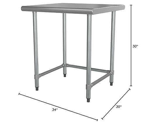 Miniatura 25 de Mesa de trabajo de base abierta de acero inoxidable 430 de calibre 18 de 30 x 72 pulgadas con ruedas giratorias de zinc resistentes de 5 pulgadas