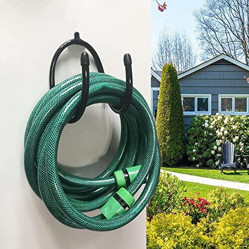 AUXPhome Wall Mount Garden Hose Hanger Hose Bracket Duty Metal Hose Holder Easily Holds 150 5/8’’ Hose - Perfect for Chain-Link Fence and Wall Mounted for Pool Hoses,Brushes,Leaf Rakes,Cords, etc